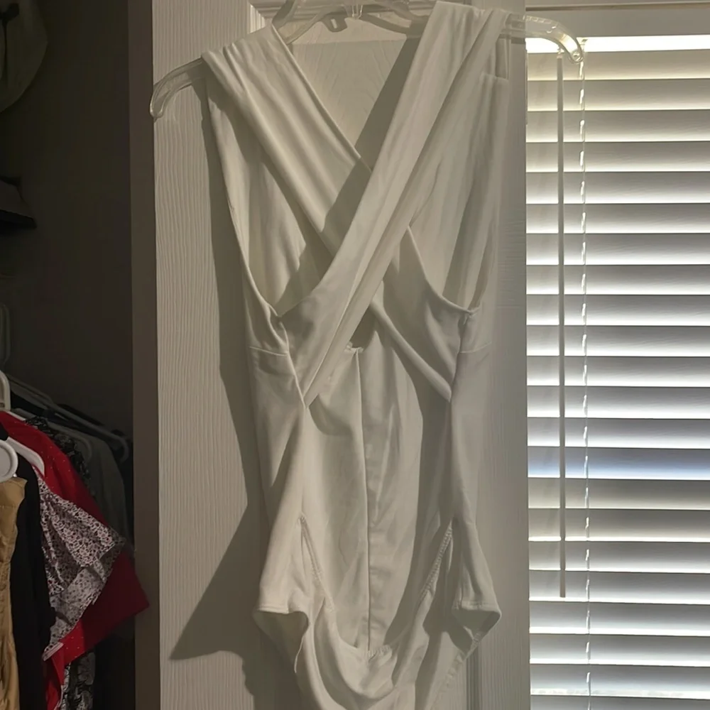 Lulus Cream Colored Deep V Bodysuit - Picture 2 of 2